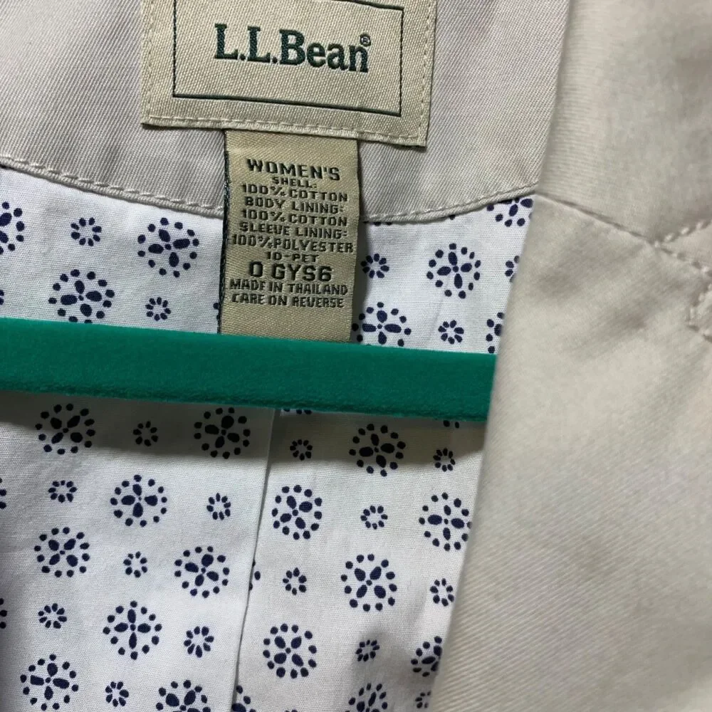 LL Bean Womens Twill Khaki 3 Button Preppy Outdoor Blazer Jacket 10P Office
